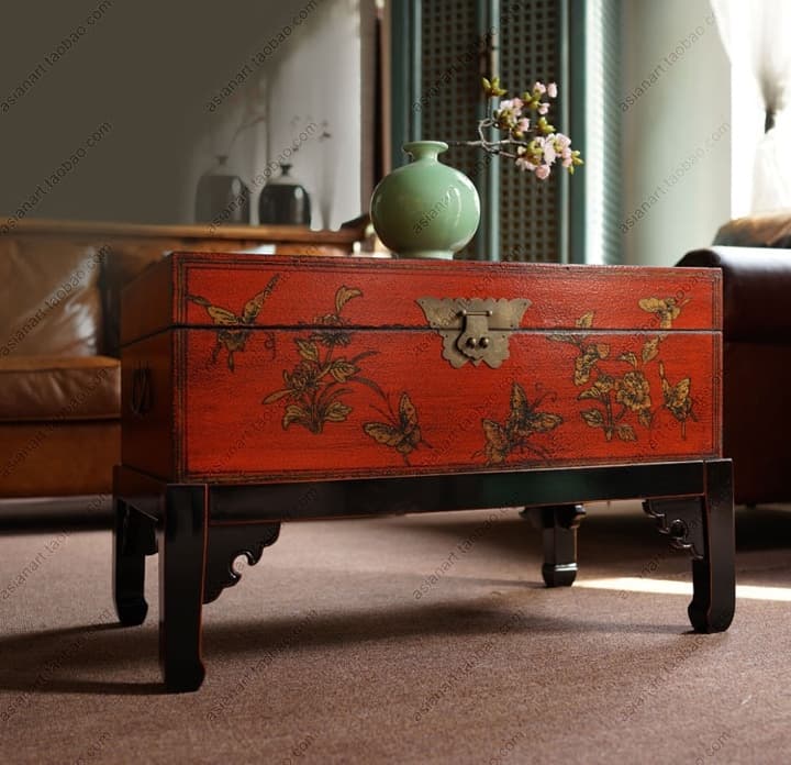 新古典茶几红蝴蝶宝箱 - 详情图 1