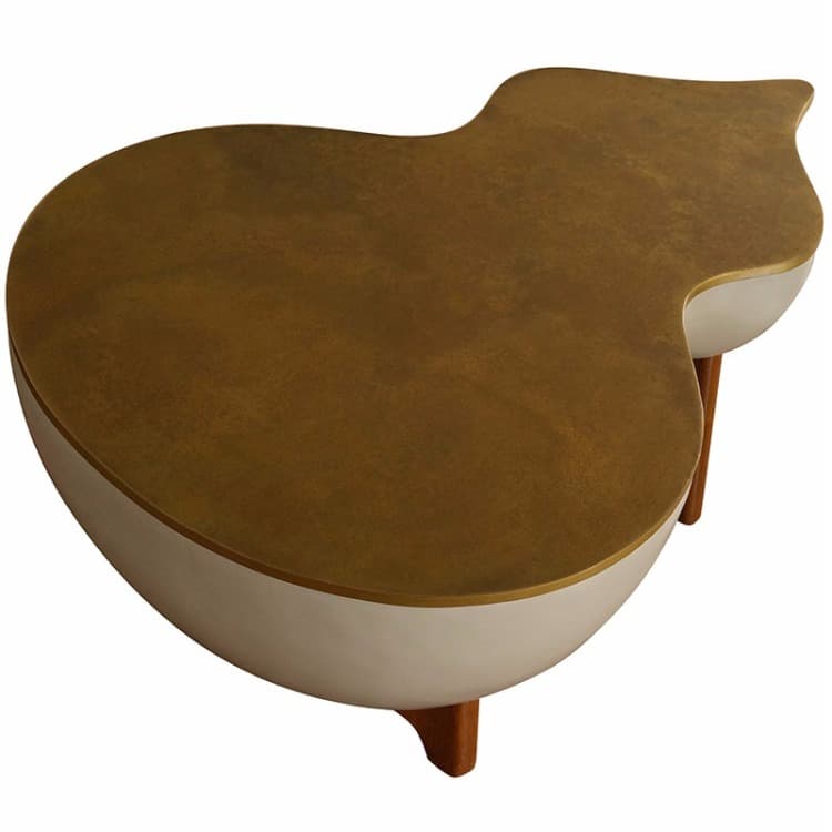 实木小茶几简约现代创意茶几简约个性客厅艺术现代风格(铜皮面款) - 5