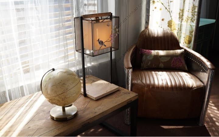 中式台灯手绘丝灯饰极美家具新现代中式布艺书房台灯 - 详情图 4