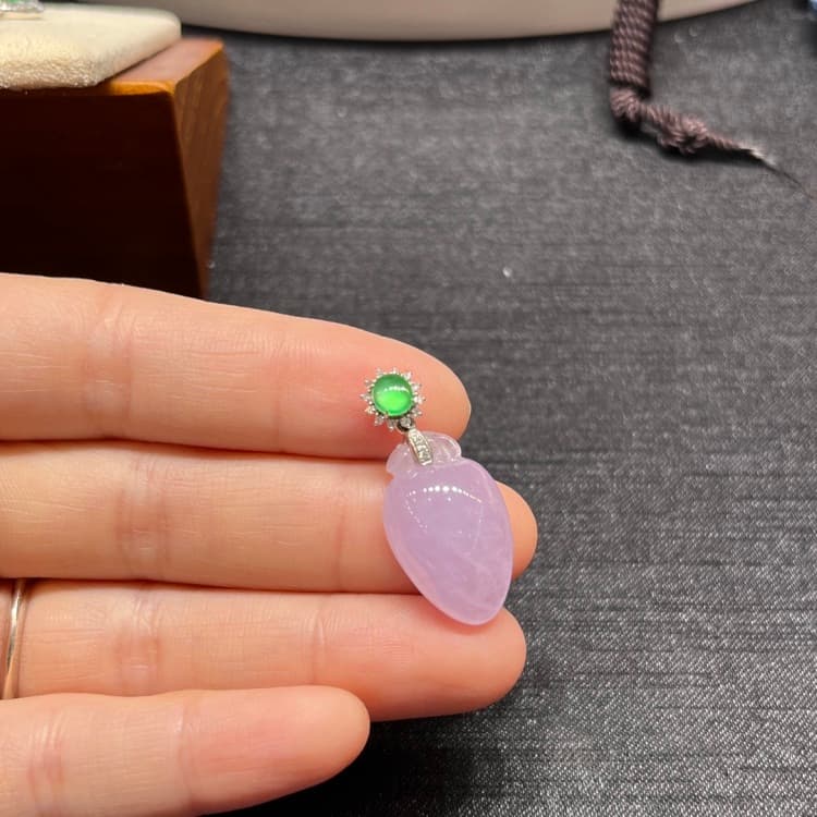 紫罗兰福瓜翡翠吊坠翡翠项链 - 3