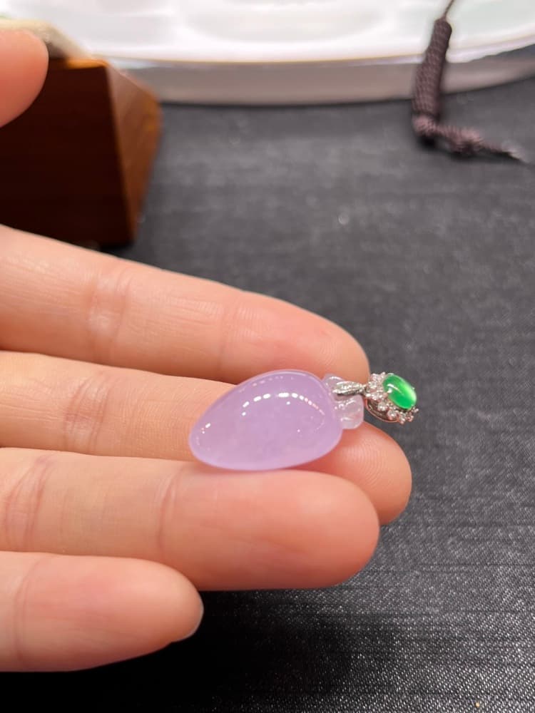 紫罗兰福瓜翡翠吊坠翡翠项链 - 详情图 1