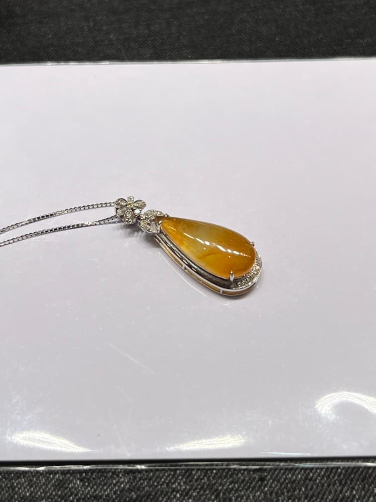 黄翡水滴翡翠吊坠项链锁骨链 - 详情图 5