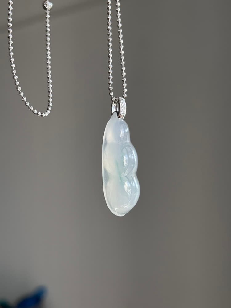 18k金镶嵌飘色厚豆子 福豆翡翠 - 详情图 1