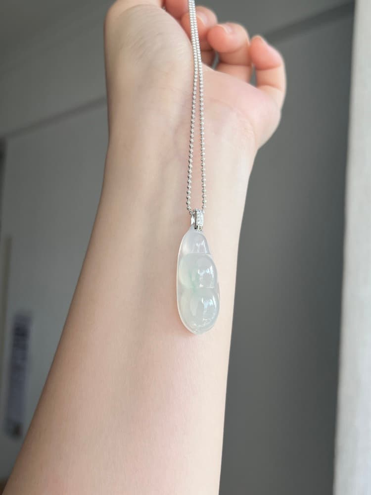 18k金镶嵌飘色厚豆子 福豆翡翠 - 详情图 3