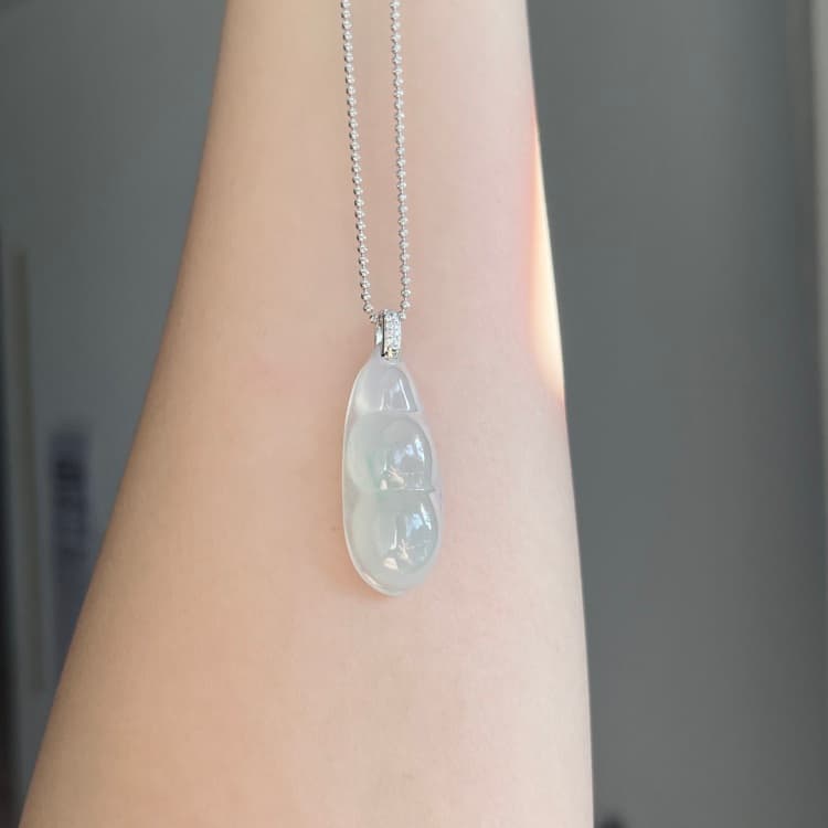 18k金镶嵌飘色厚豆子 福豆翡翠 - 5