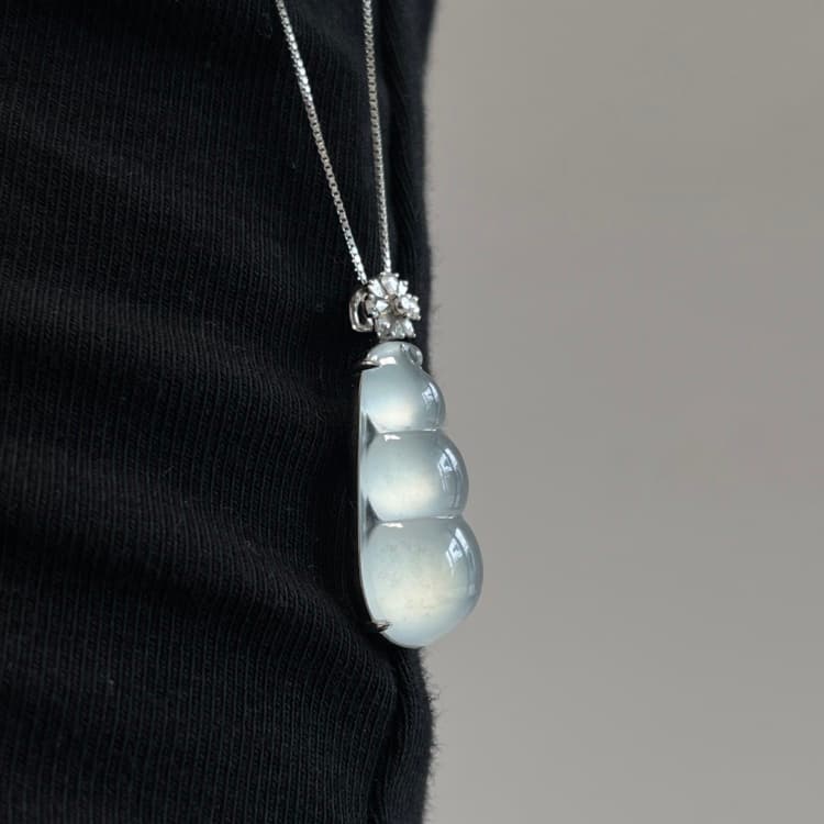 18k金镶嵌白冰厚装豆子 福豆 - 3