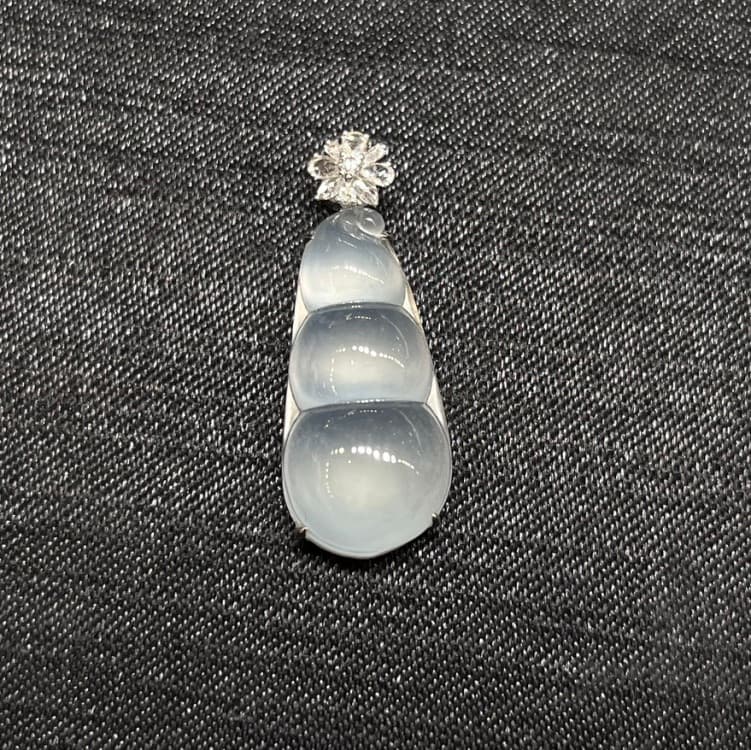 18k金镶嵌白冰厚装豆子 福豆 - 2