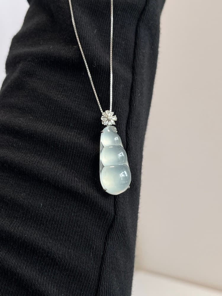 18k金镶嵌白冰厚装豆子 福豆 - 详情图 1