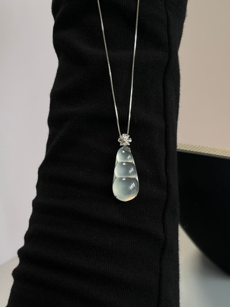 18k金镶嵌白冰厚装豆子 福豆 - 详情图 3