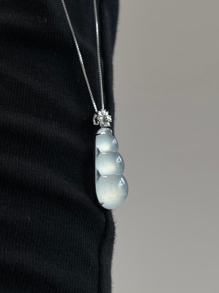 18k金镶嵌白冰厚装豆子 福豆 - 详情图 2