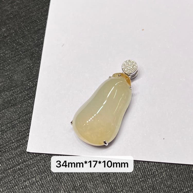 18k金镶嵌戒指黄翡巧色福瓜 - 5