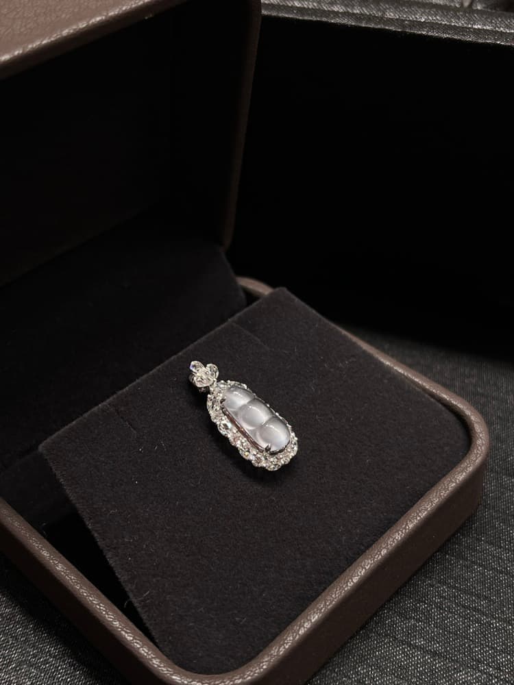 18k金镶嵌玻璃底冰豆子福豆 - 详情图 2