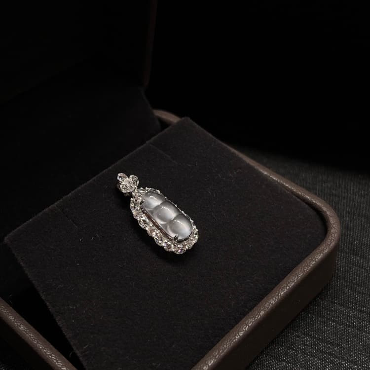 18k金镶嵌玻璃底冰豆子福豆 - 3