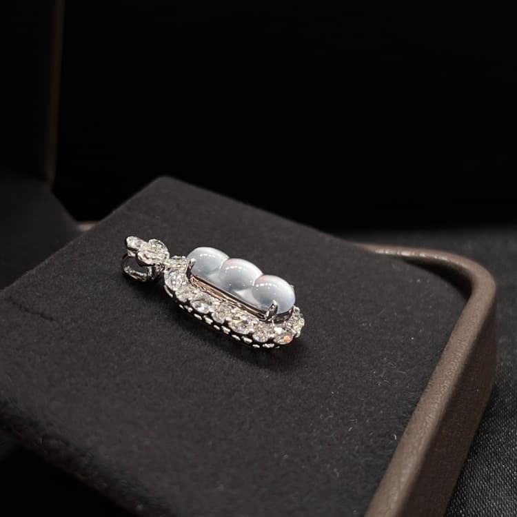 18k金镶嵌玻璃底冰豆子福豆 - 4