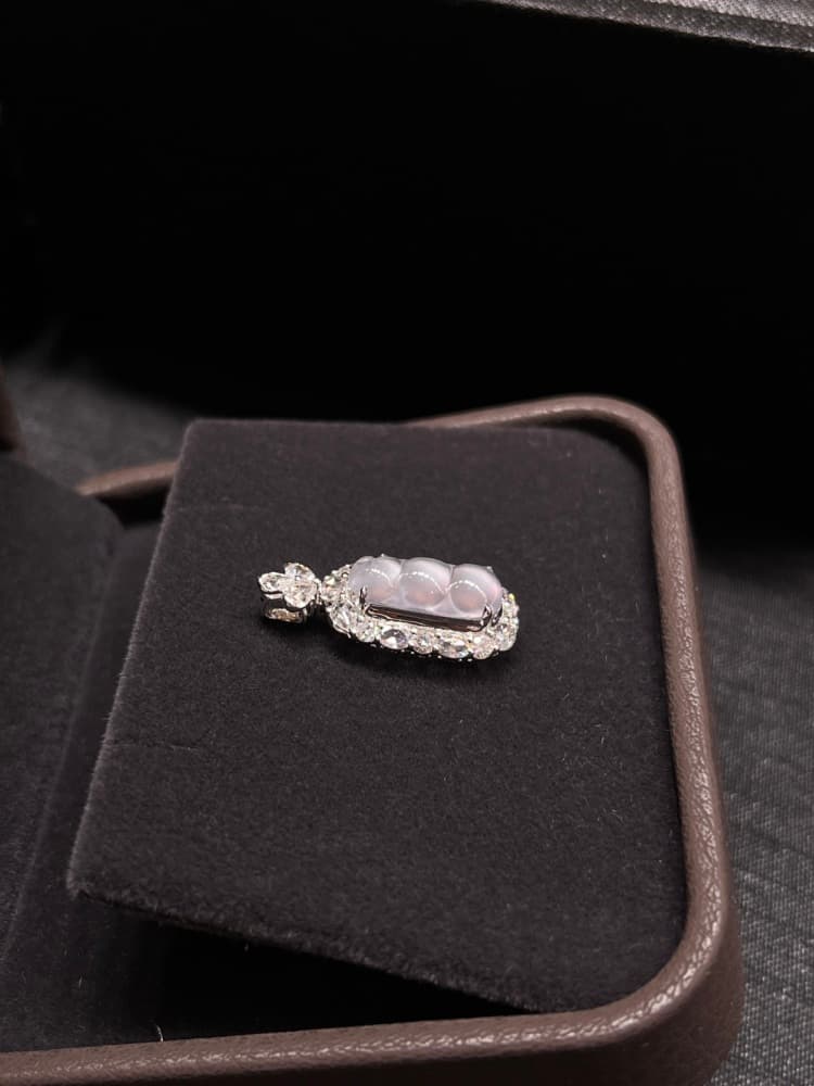 18k金镶嵌玻璃底冰豆子福豆 - 详情图 3