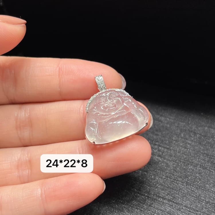 18k金镶嵌翡翠高冰佛公 - 2