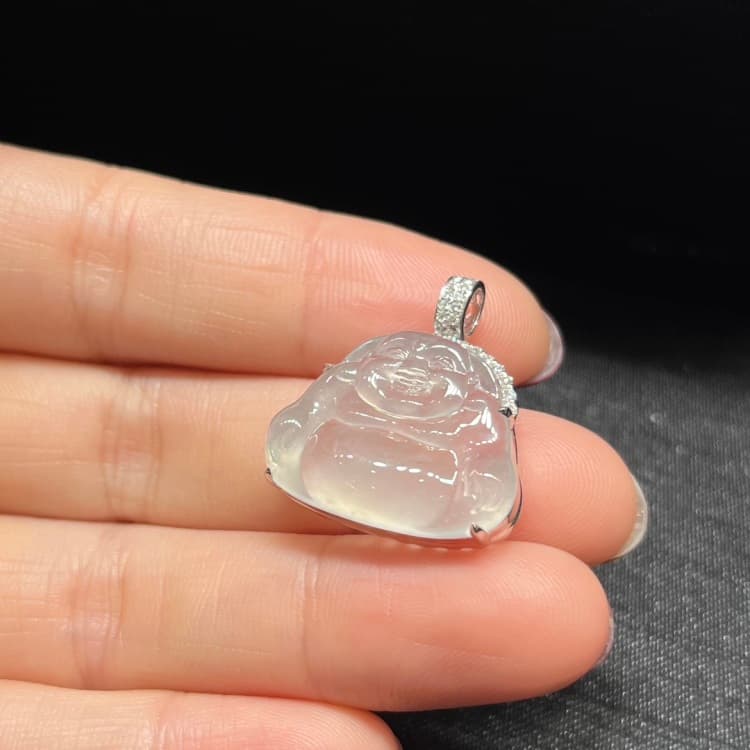 18k金镶嵌翡翠高冰佛公 - 4