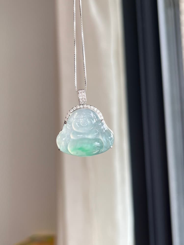 18k金镶嵌冰底绿佛公 - 详情图 1