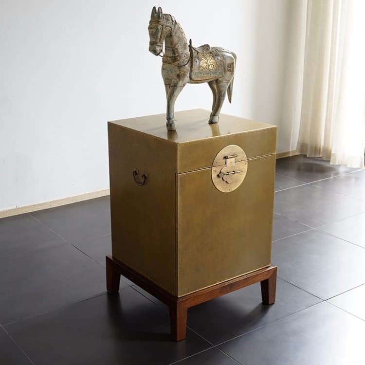 角几沙发边几床头柜黄金铜胡桃木简约客厅边几小茶几 - 详情图 1