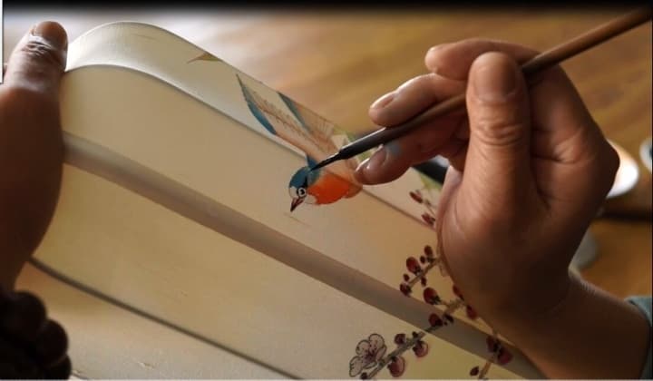 中式台灯手绘柞蚕丝灯饰 - 详情图 3