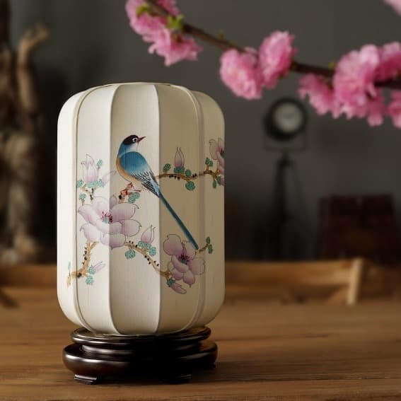 中式台灯手绘柞蚕丝灯饰