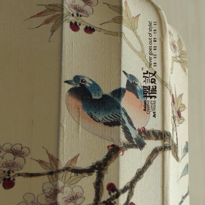新中式落地灯手绘花鸟布艺灯饰 - 详情图 5