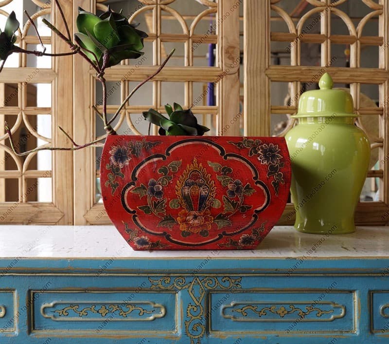 新中式手绘装饰储物日进斗金米斗 - 详情图 8