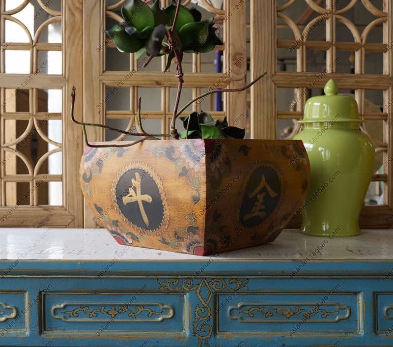 新中式手绘装饰储物日进斗金米斗 - 详情图 6