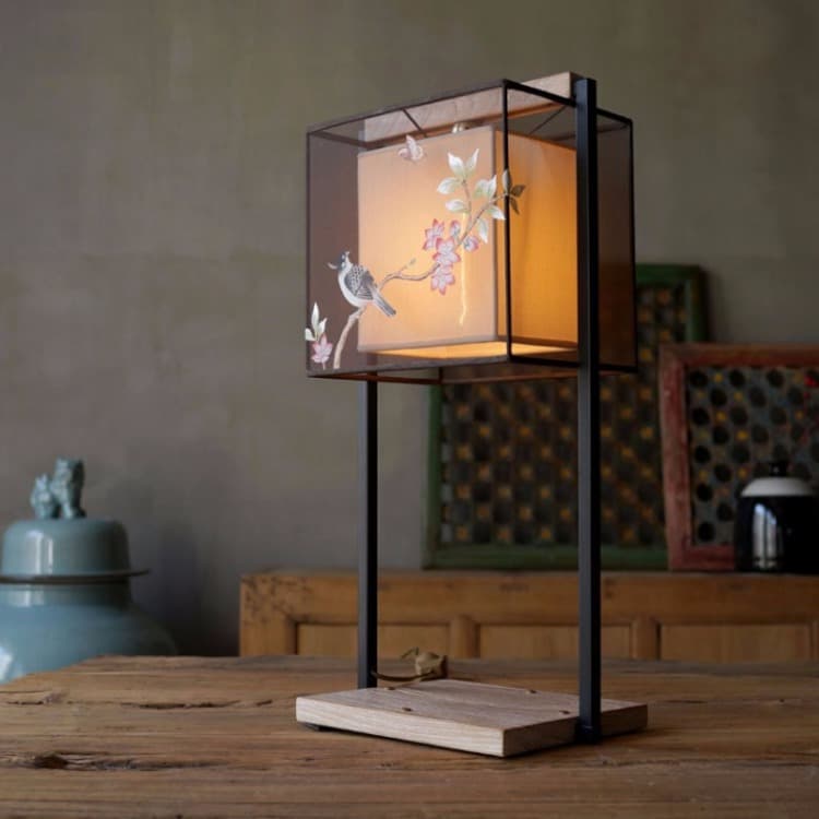 中式台灯手绘丝灯饰极美家具新现代中式布艺书房台灯