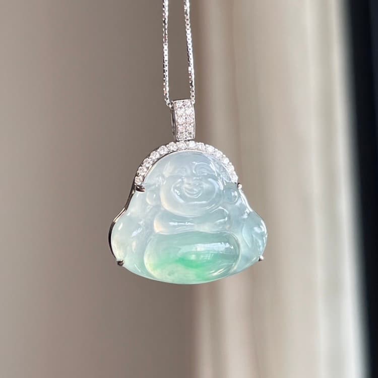 18k金镶嵌冰底绿佛公