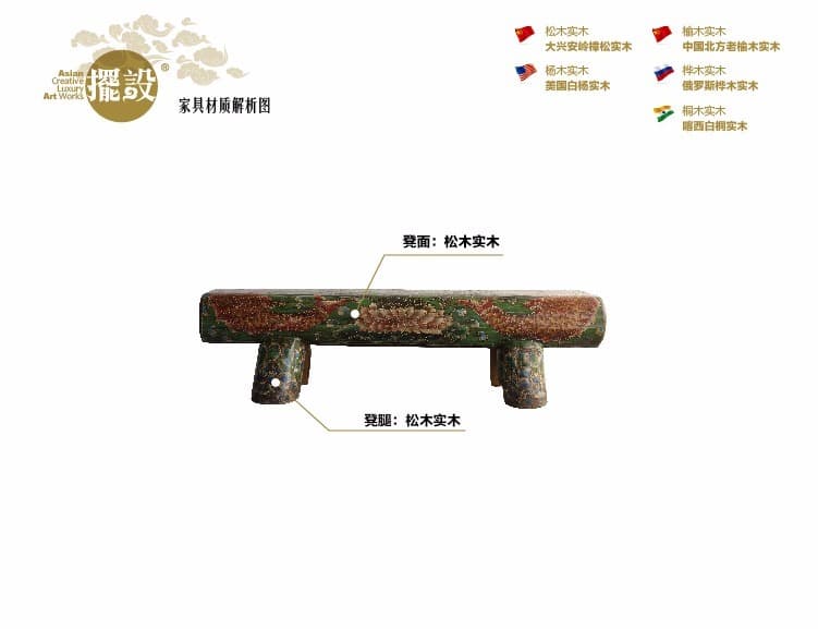 做旧实木仿古条凳换鞋凳床尾凳茶凳 - 详情图 8