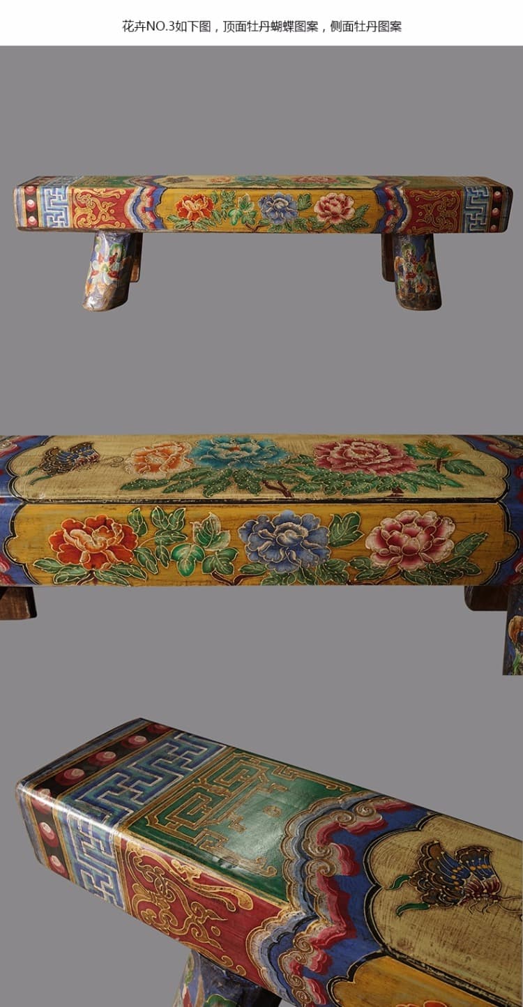 做旧实木仿古条凳换鞋凳床尾凳茶凳 - 详情图 5