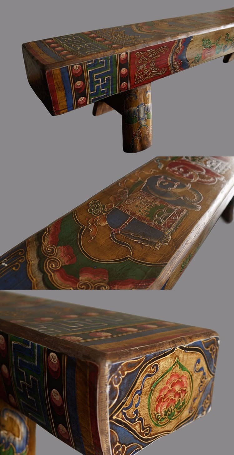 做旧实木仿古条凳换鞋凳床尾凳茶凳 - 详情图 2