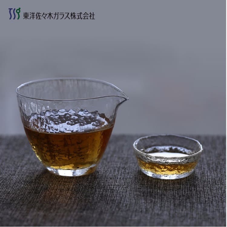 手工吹制 锤目纹水晶公道杯 - 2