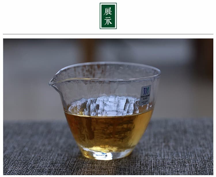 手工吹制 锤目纹水晶公道杯 - 详情图 3