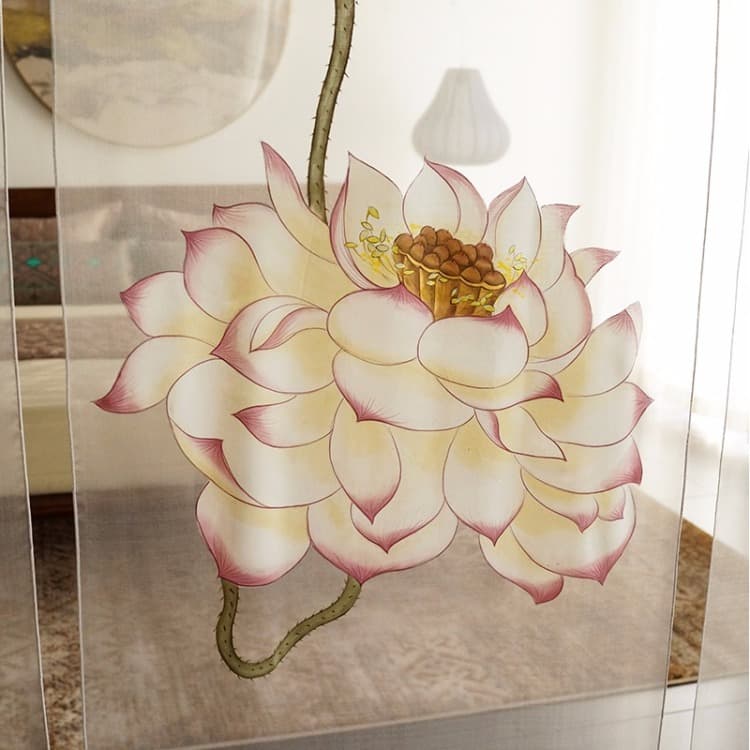 手绘真丝装饰画双面手绘隔断帘挂屏单幅价格 - 3