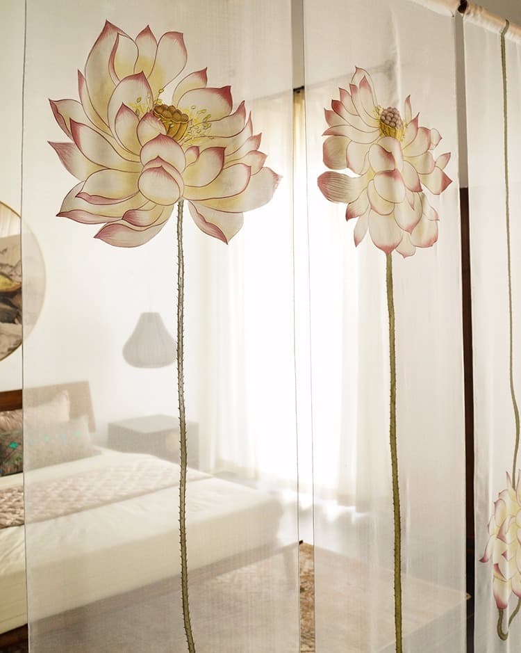 手绘真丝装饰画双面手绘隔断帘挂屏单幅价格 - 详情图 5