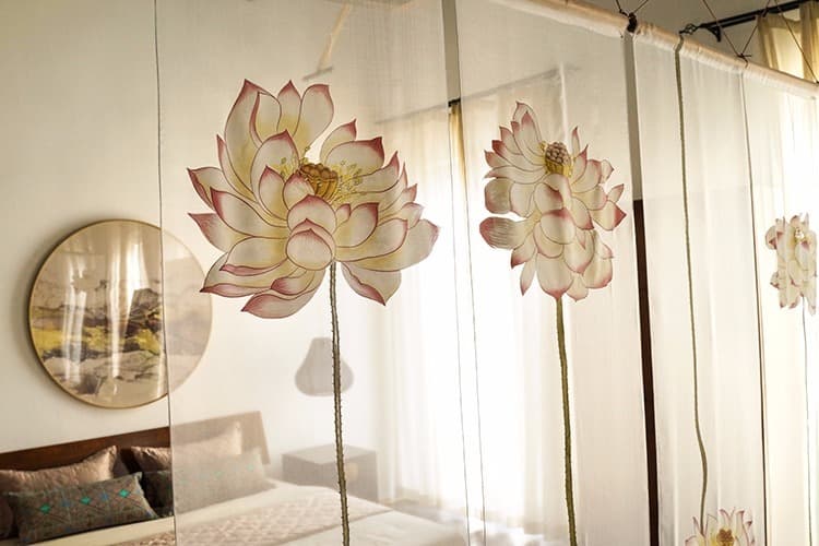 手绘真丝装饰画双面手绘隔断帘挂屏单幅价格 - 详情图 3