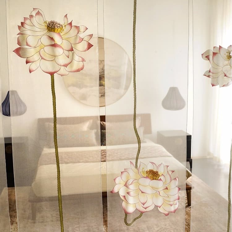 手绘真丝装饰画双面手绘隔断帘挂屏单幅价格